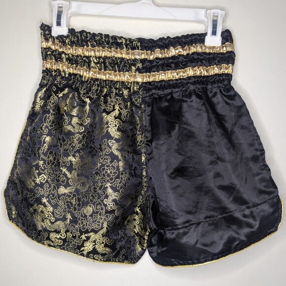 NAMAZU Dragon Muay Thai MMA Boxing Kickboxing Shorts in Black & Gold, Size Large - Picture 8 of 11